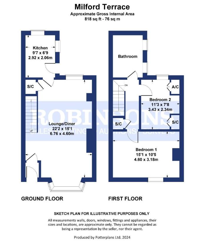 2 bedroom terraced house for sale - floorplan