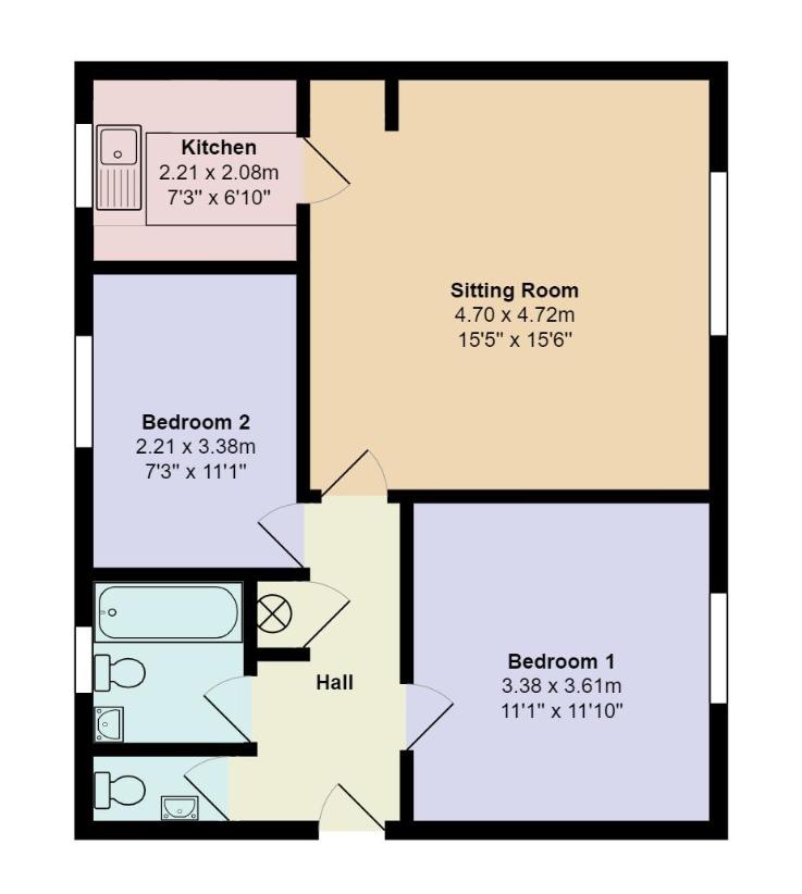 2 bedroom flat for sale - floorplan