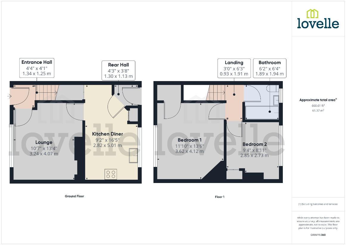 2 bedroom terraced house for sale - floorplan