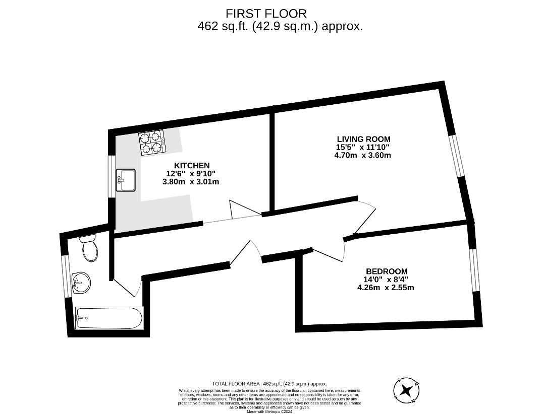 1 bedroom flat for sale - floorplan