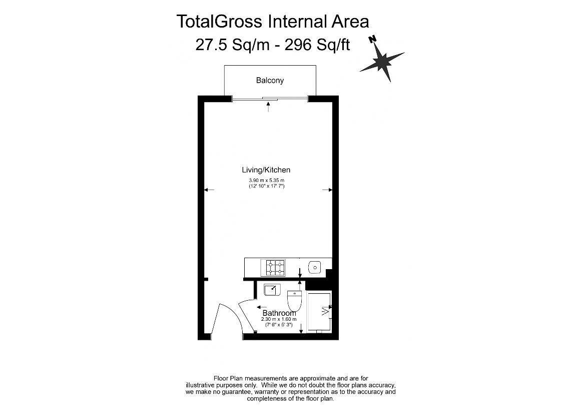 Studio flat for sale - floorplan