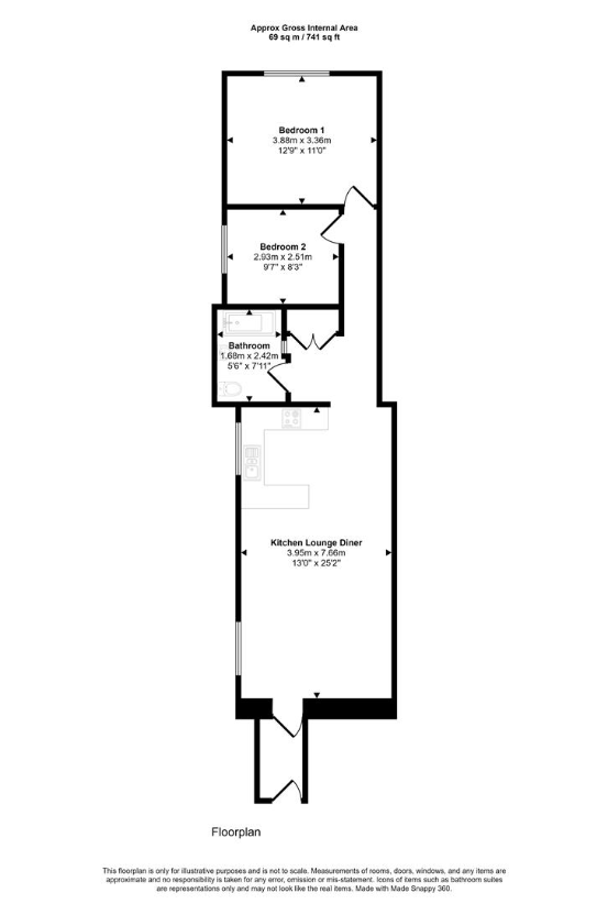 2 bedroom flat for sale - floorplan