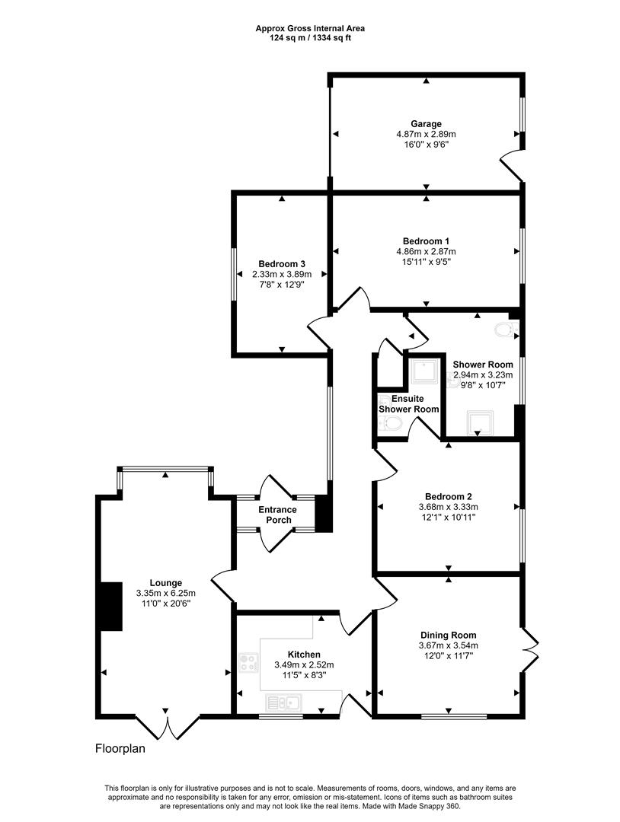 3 bedroom bungalow for sale - floorplan