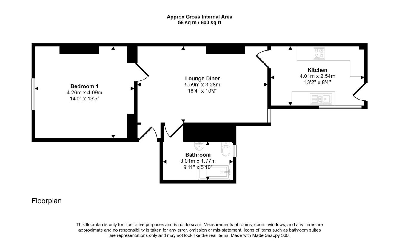 1 bedroom flat for sale - floorplan