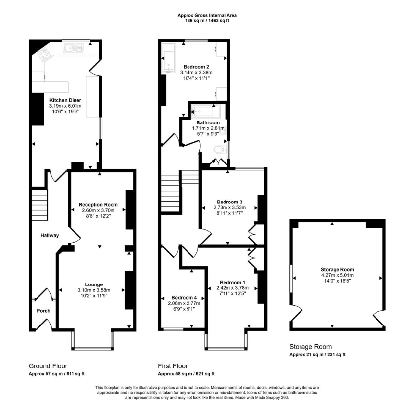 4 bedroom town house for sale - floorplan