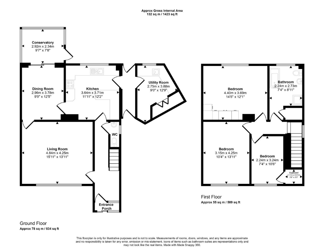 3 bedroom semi-detached house for sale - floorplan