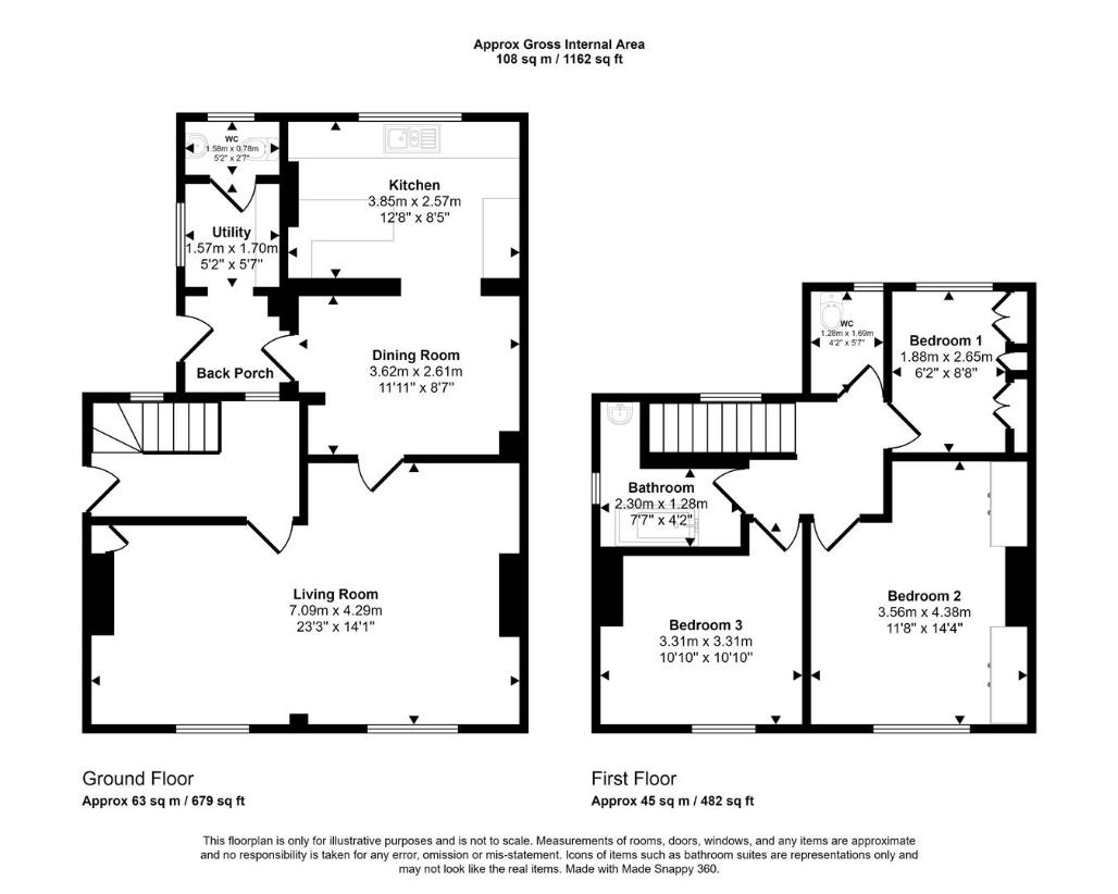 3 bedroom semi-detached house for sale - floorplan