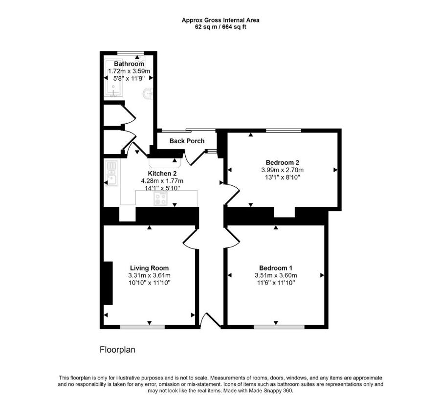 2 bedroom cottage for sale - floorplan