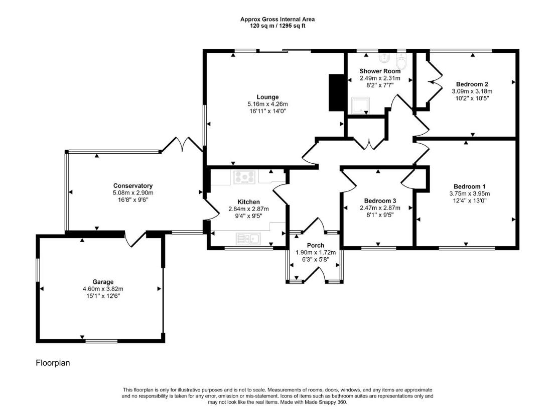 3 bedroom bungalow for sale - floorplan