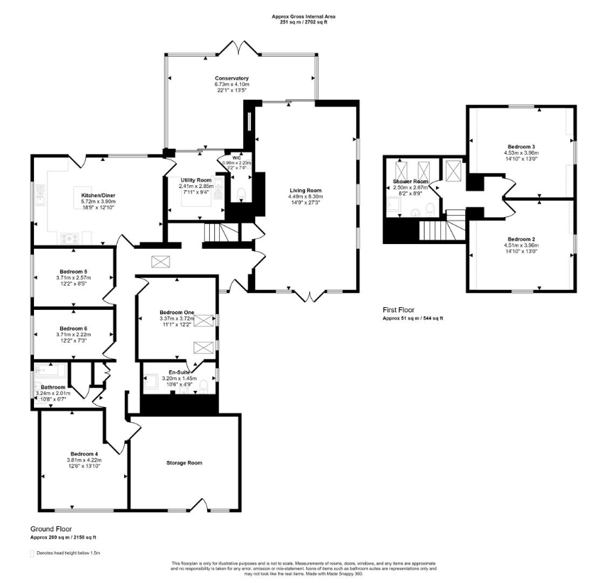 6 bedroom bungalow for sale - floorplan