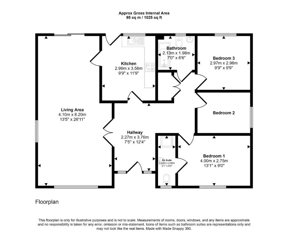 3 bedroom bungalow for sale - floorplan