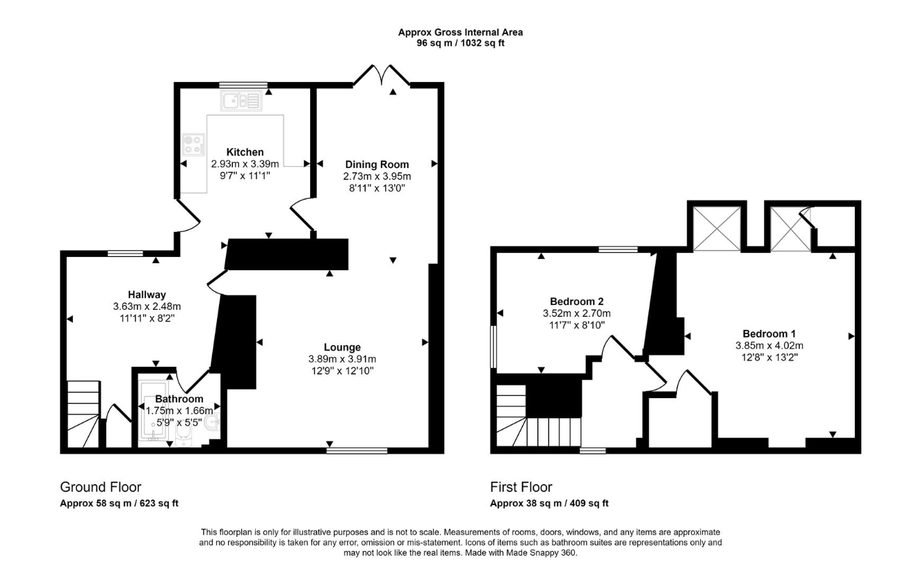 2 bedroom cottage for sale - floorplan