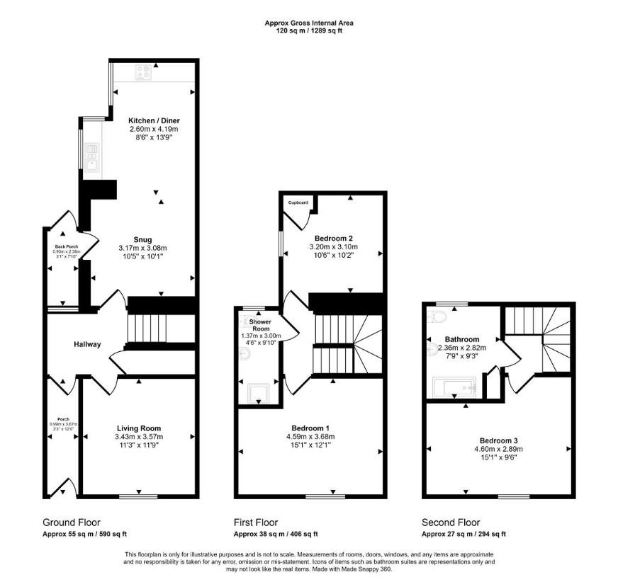 3 bedroom town house for sale - floorplan