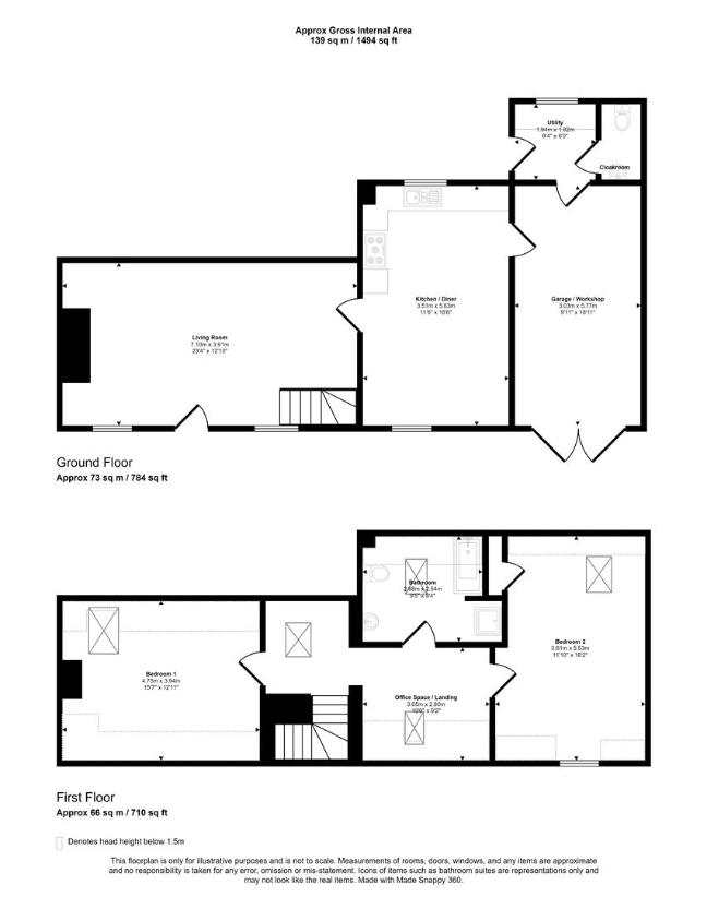 2 bedroom cottage for sale - floorplan