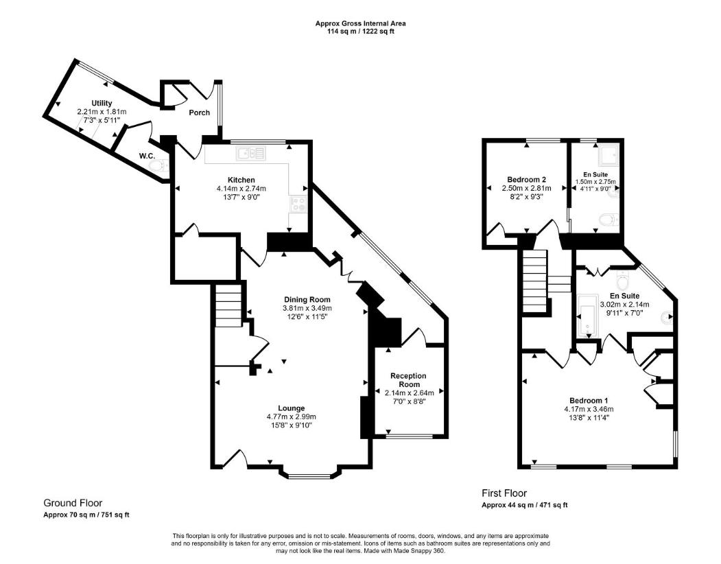 2 bedroom semi-detached house for sale - floorplan