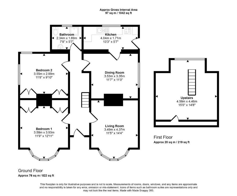 2 bedroom bungalow for sale - floorplan