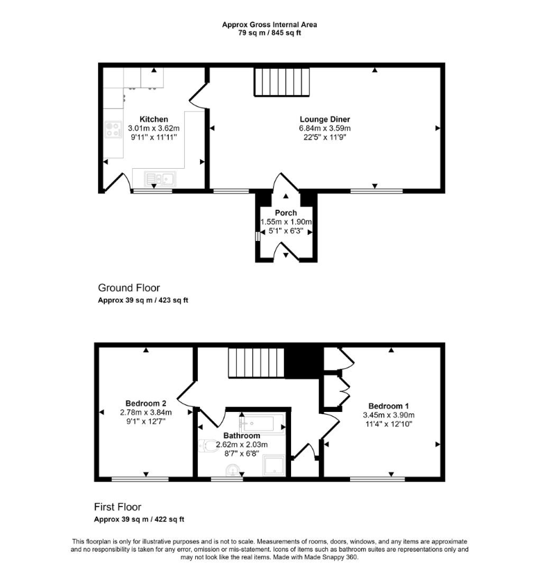 2 bedroom detached house for sale - floorplan