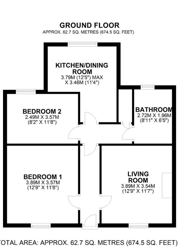 2 bedroom cottage for sale - floorplan