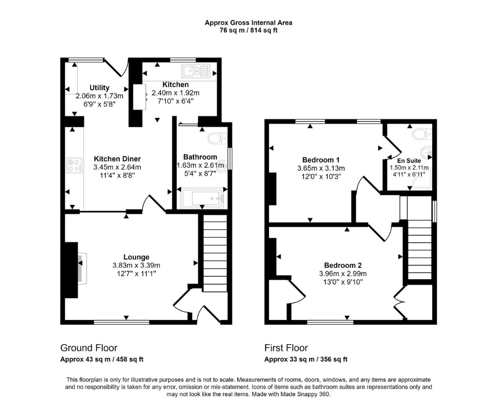 2 bedroom semi-detached house for sale - floorplan