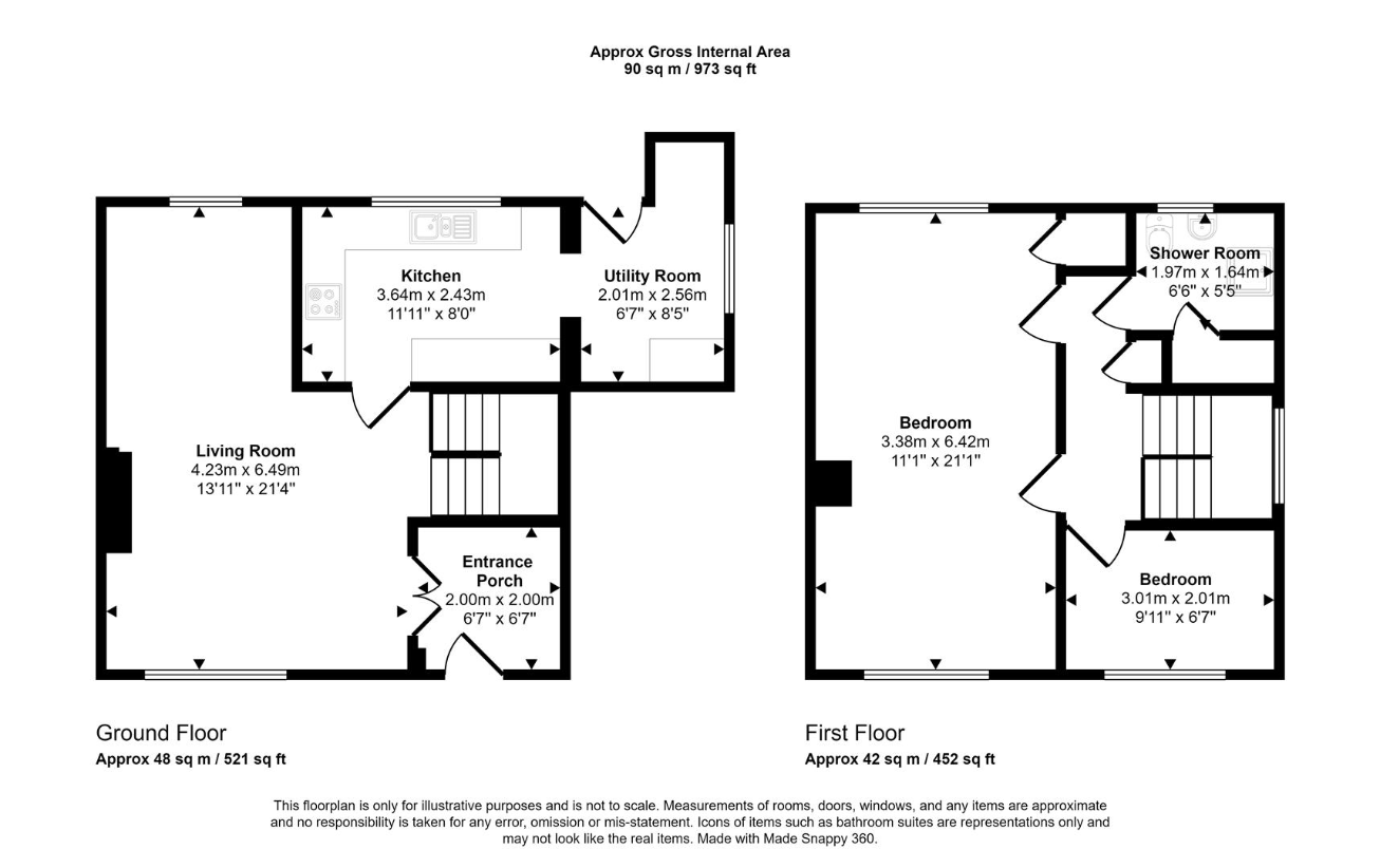 2 bedroom semi-detached house for sale - floorplan