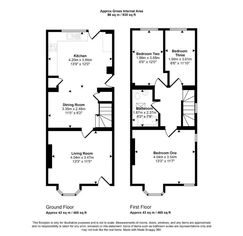 3 bedroom end of terrace house for sale - floorplan