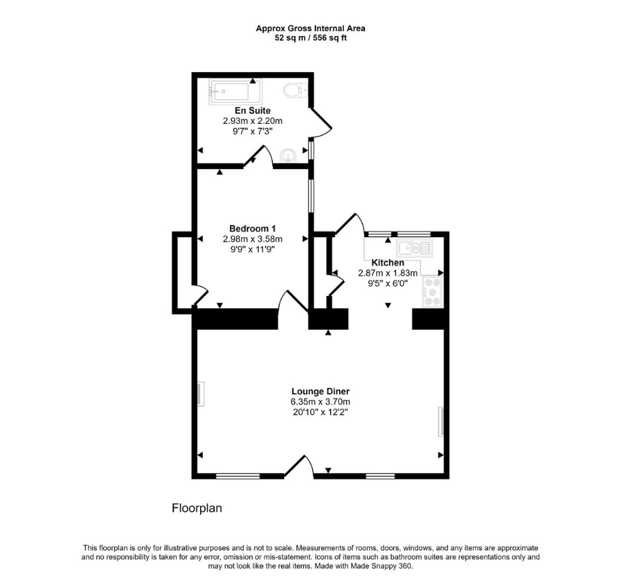 1 bedroom cottage for sale - floorplan