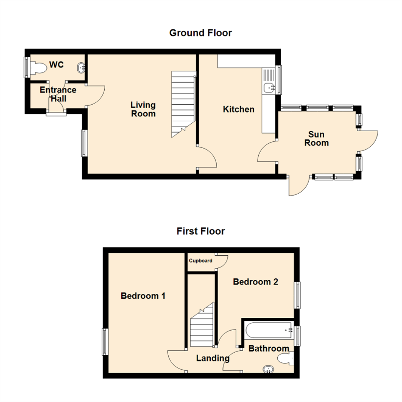 2 bedroom semi-detached house for sale - floorplan