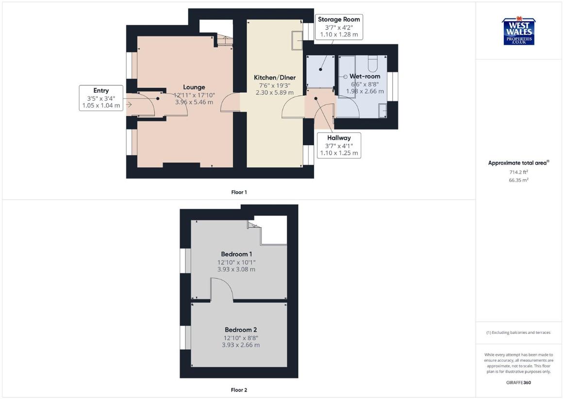 2 bedroom terraced house for sale - floorplan