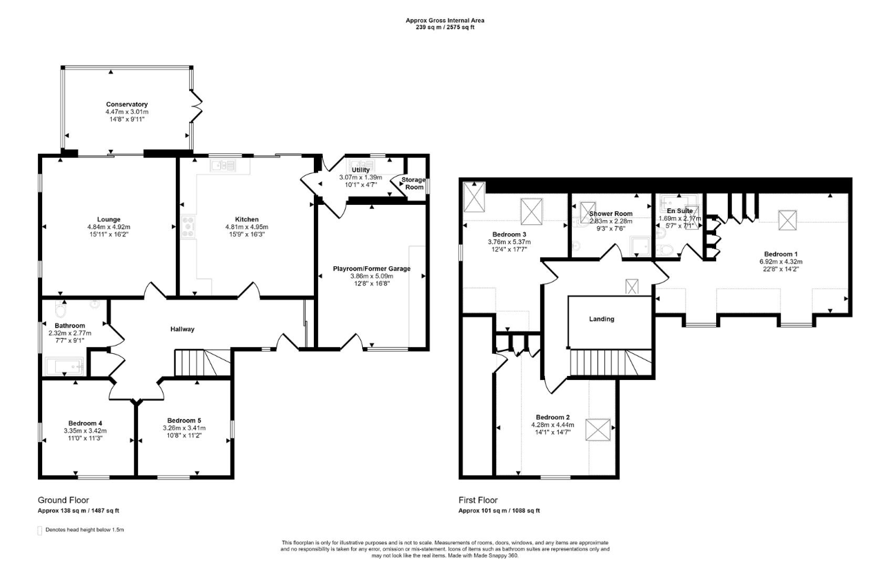 5 bedroom bungalow for sale - floorplan