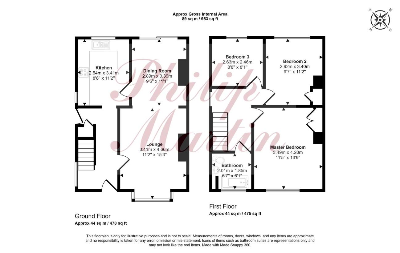 3 bedroom semi-detached house for sale - floorplan