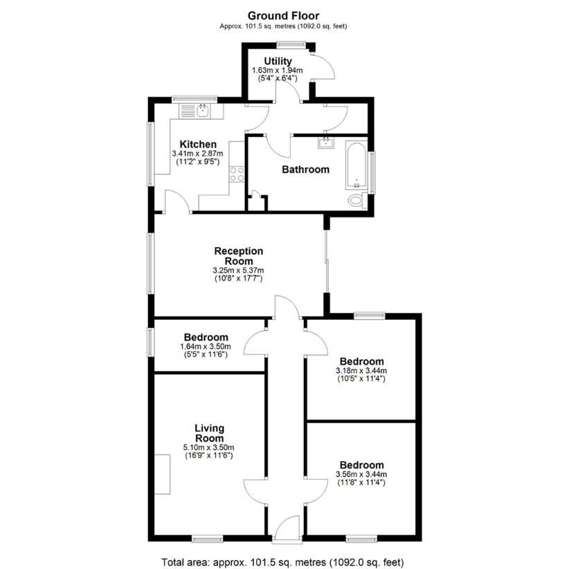 3 bedroom end of terrace house for sale - floorplan