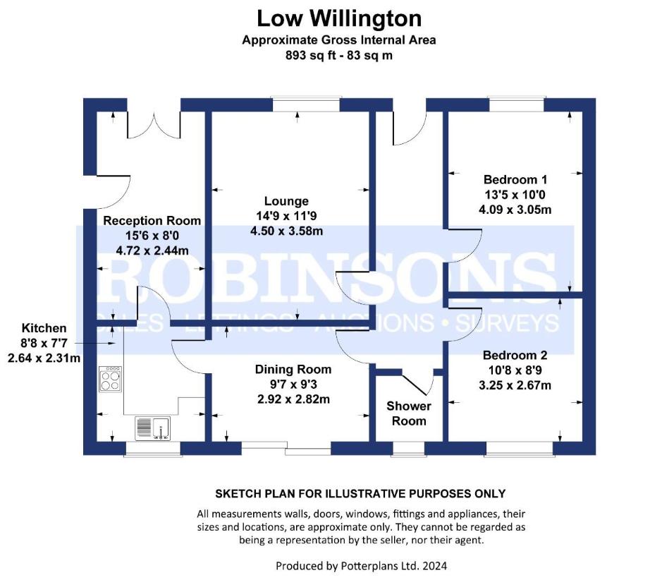 2 bedroom bungalow for sale - floorplan