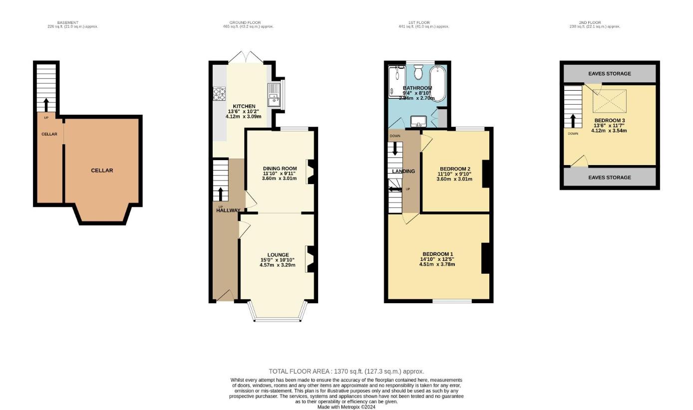 3 bedroom terraced house for sale - floorplan