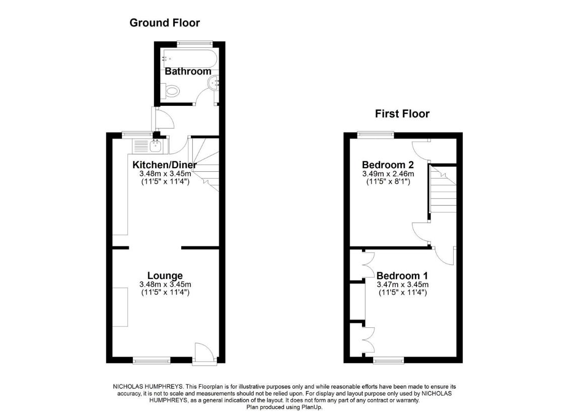 2 bedroom terraced house for sale - floorplan