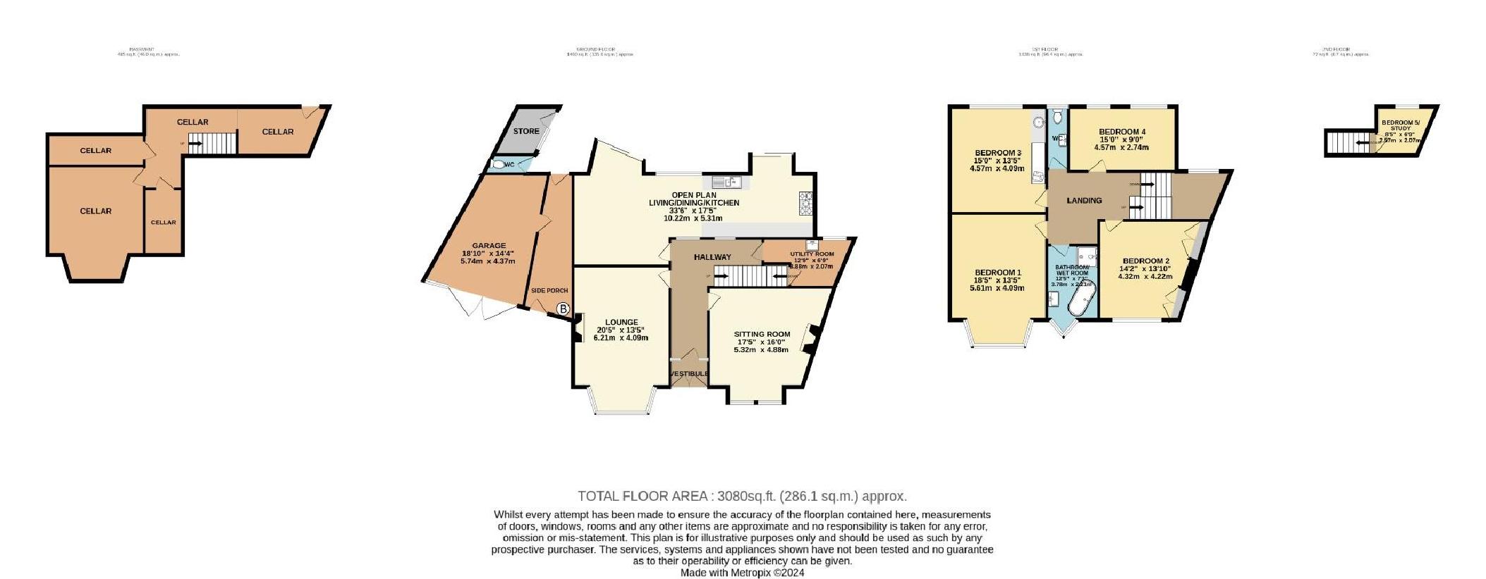 5 bedroom detached house for sale - floorplan