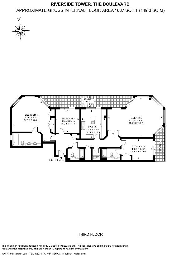 3 bedroom flat for sale - floorplan