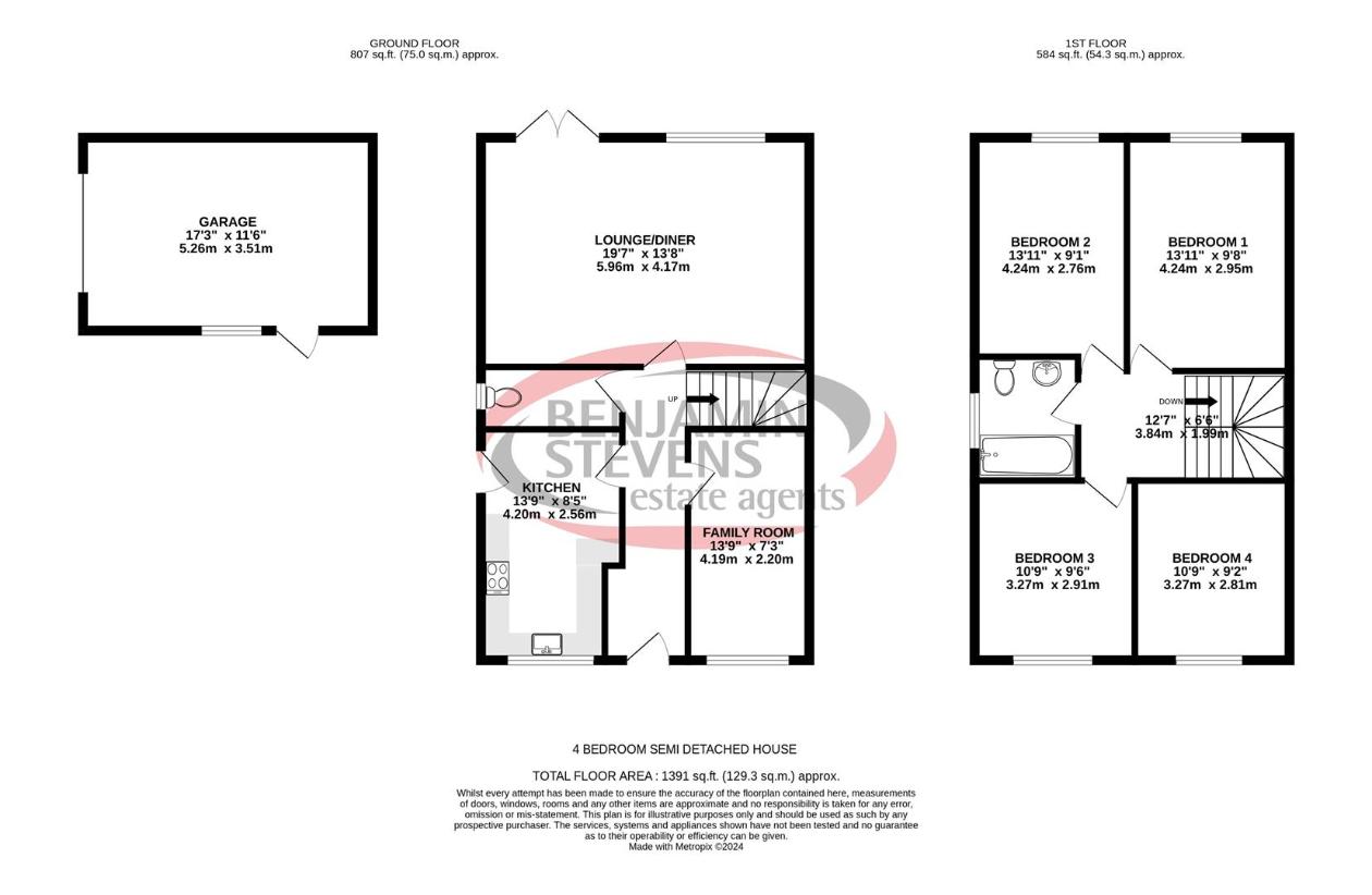 4 bedroom semi-detached house for sale - floorplan