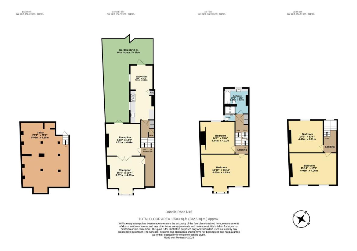 4 bedroom end of terrace house for sale - floorplan