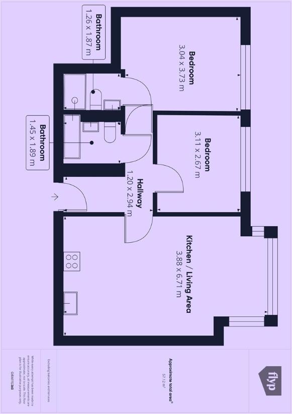 2 bedroom flat for sale - floorplan