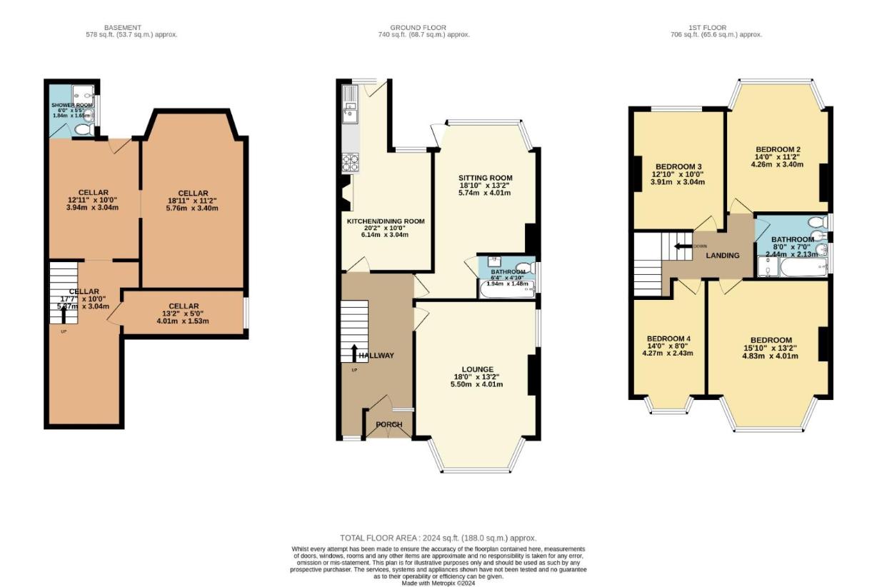 4 bedroom semi-detached house for sale - floorplan