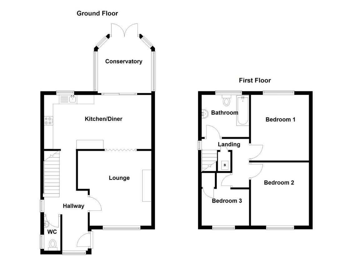 3 bedroom semi-detached house for sale - floorplan