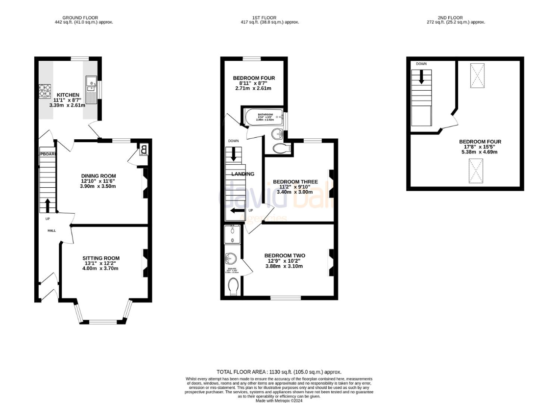 4 bedroom terraced house for sale - floorplan