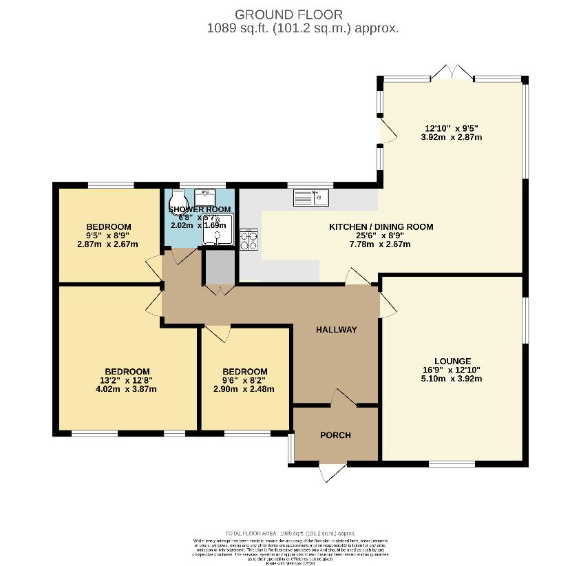 3 bedroom bungalow for sale - floorplan