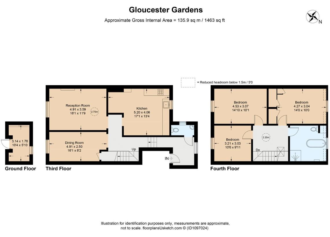 3 bedroom flat for sale - floorplan