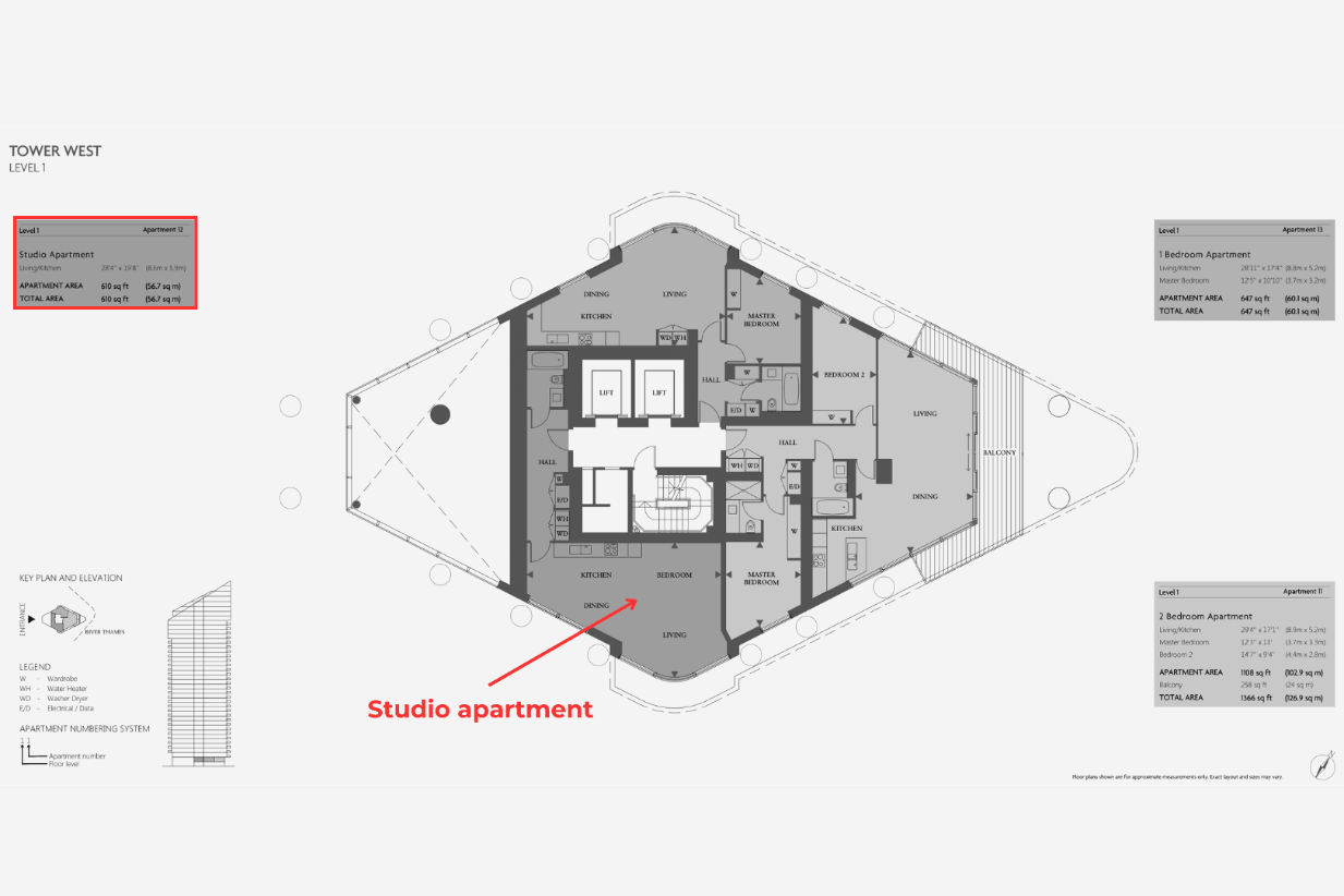 Studio flat for sale - floorplan