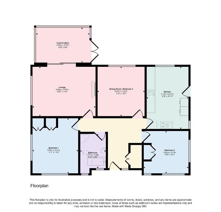 3 bedroom bungalow for sale - floorplan