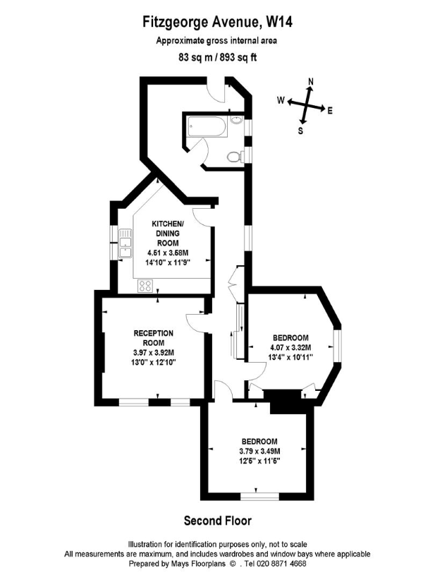 2 bedroom flat for sale - floorplan