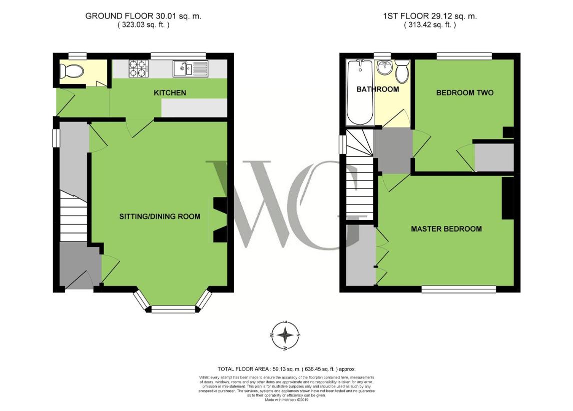 2 bedroom end of terrace house for sale - floorplan