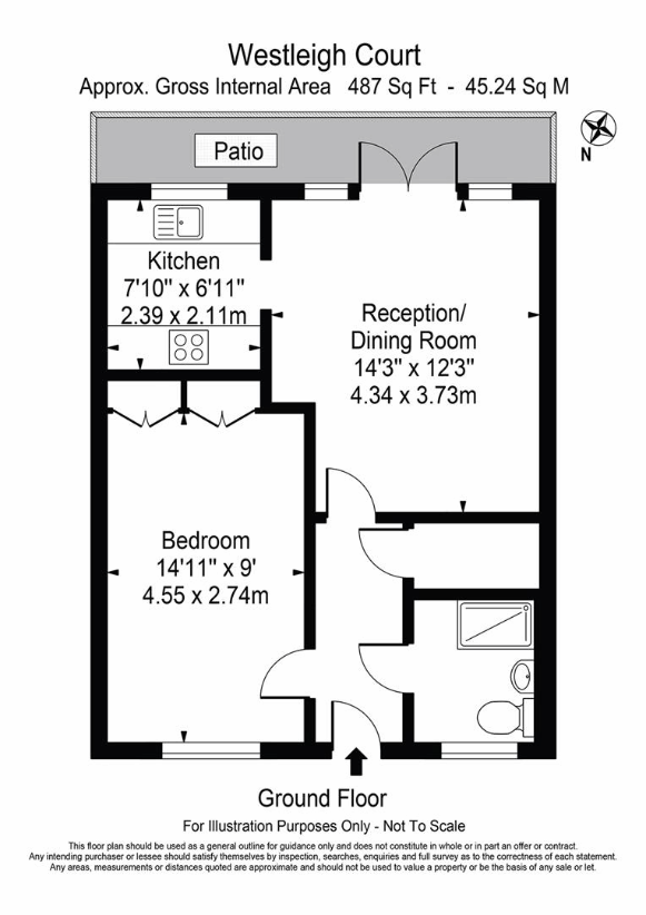 1 bedroom bungalow for sale - floorplan