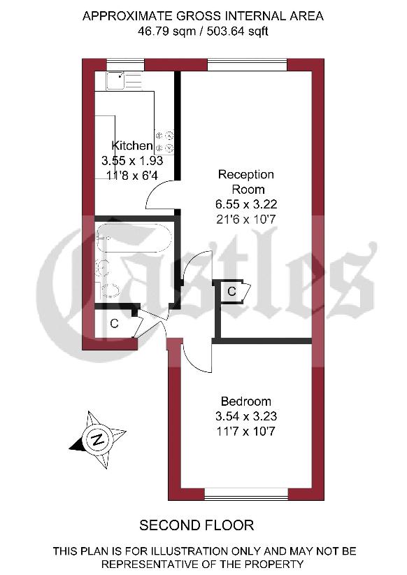 1 bedroom flat for sale - floorplan